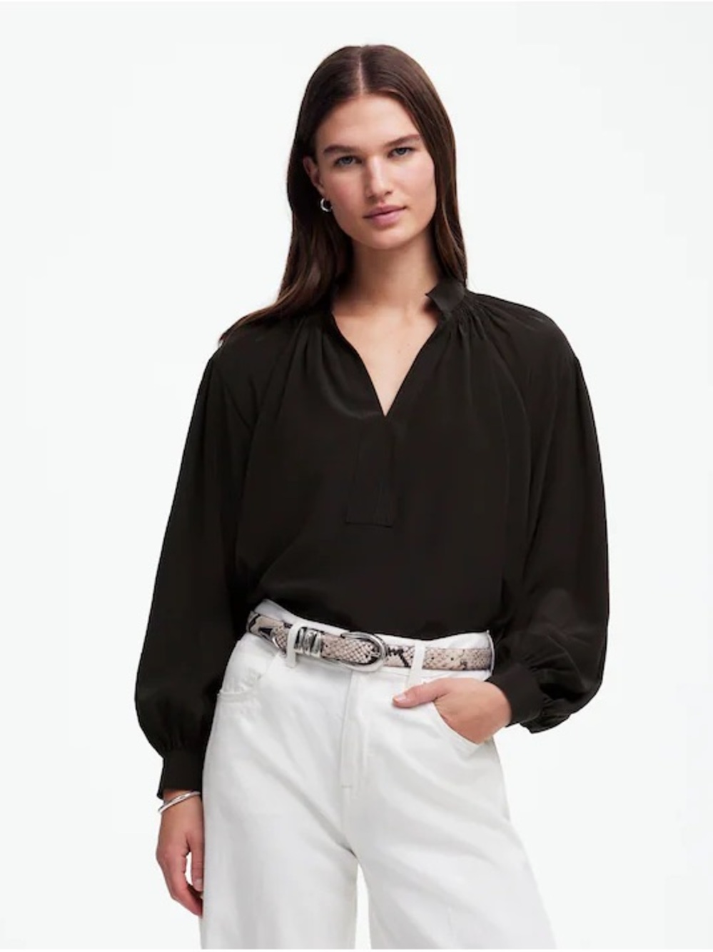 Madewell Black Silk Blouse